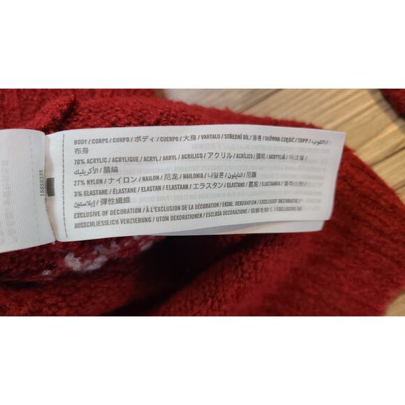 Abercrombie & Fitch Cardinal Fair Isle Snowflake Mock Neck Sweater Womens XS - Picture 6 of 8
